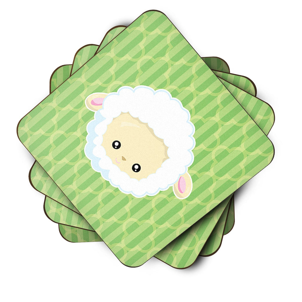 Sheep Lamb Face Foam Coasters Set of 4 Cup Coasters for Indoor Outdoor, Tabletop Protection, Anti Slip, Mouse pad Material