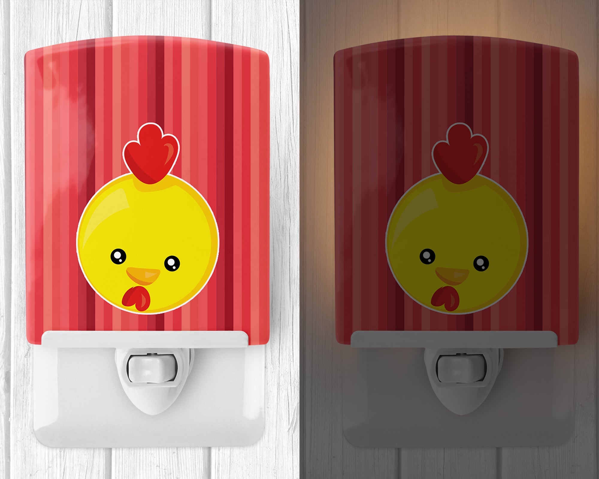 Chicken Face Ceramic Night Light Compact, UL-Certified, Ideal for Bedroom, Bathroom, Nursery, Hallway, Kitchen, 6x4x3, Multicolor
