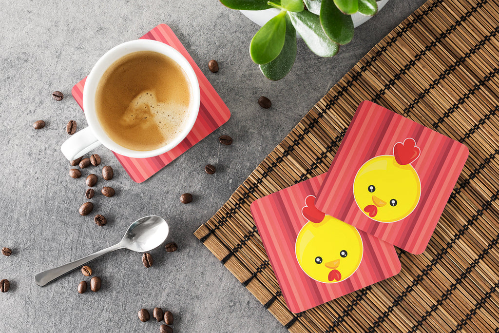 Chicken Face Foam Coasters Set of 4 Cup Coasters for Indoor Outdoor, Tabletop Protection, Anti Slip, Mouse pad Material
