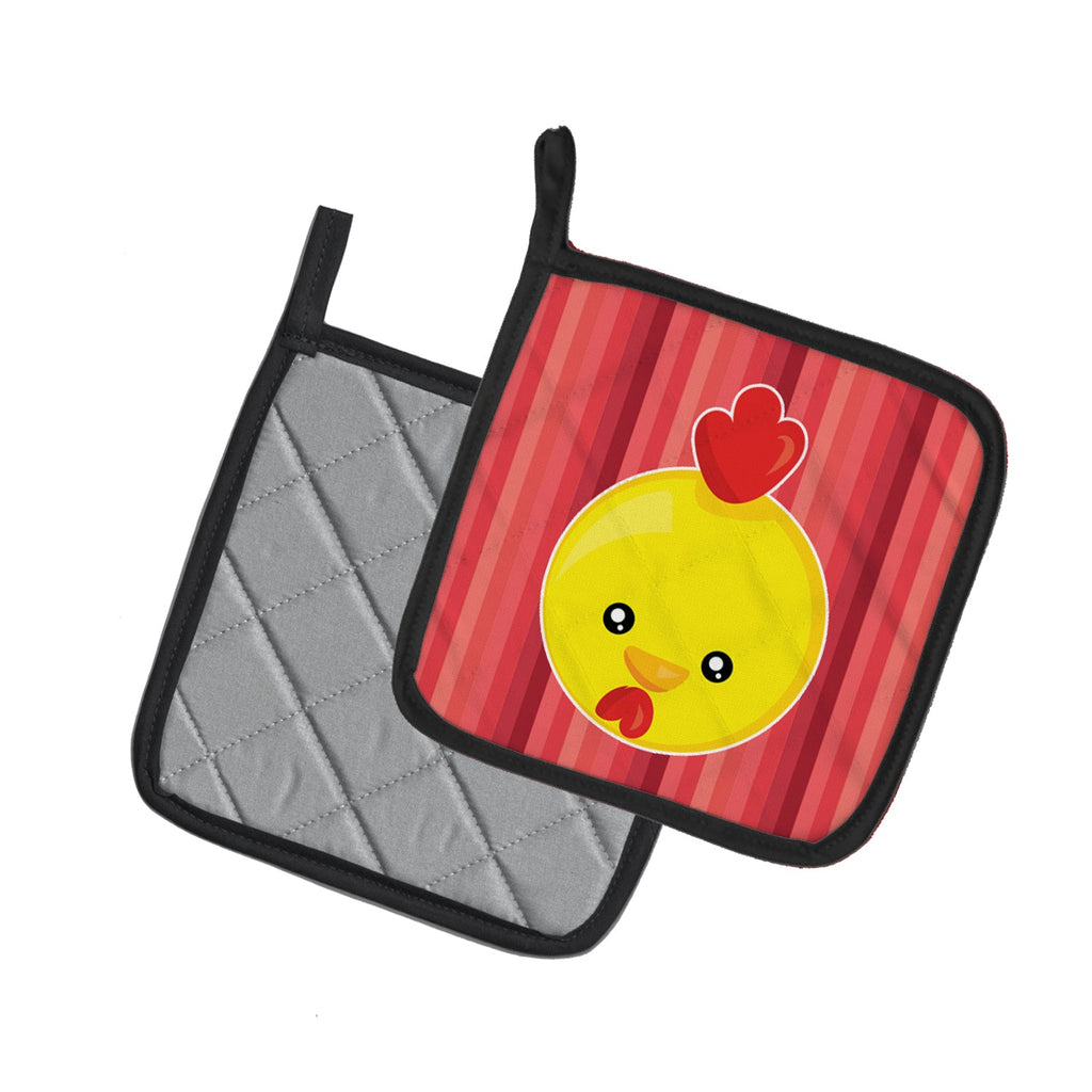 Chicken Face Pot Holder Set of 2 Heat Resistant Quilted Hot Pads 7.5 x 7.5 Inch, Insulated Kitchen Trivets for Cooking & Baking