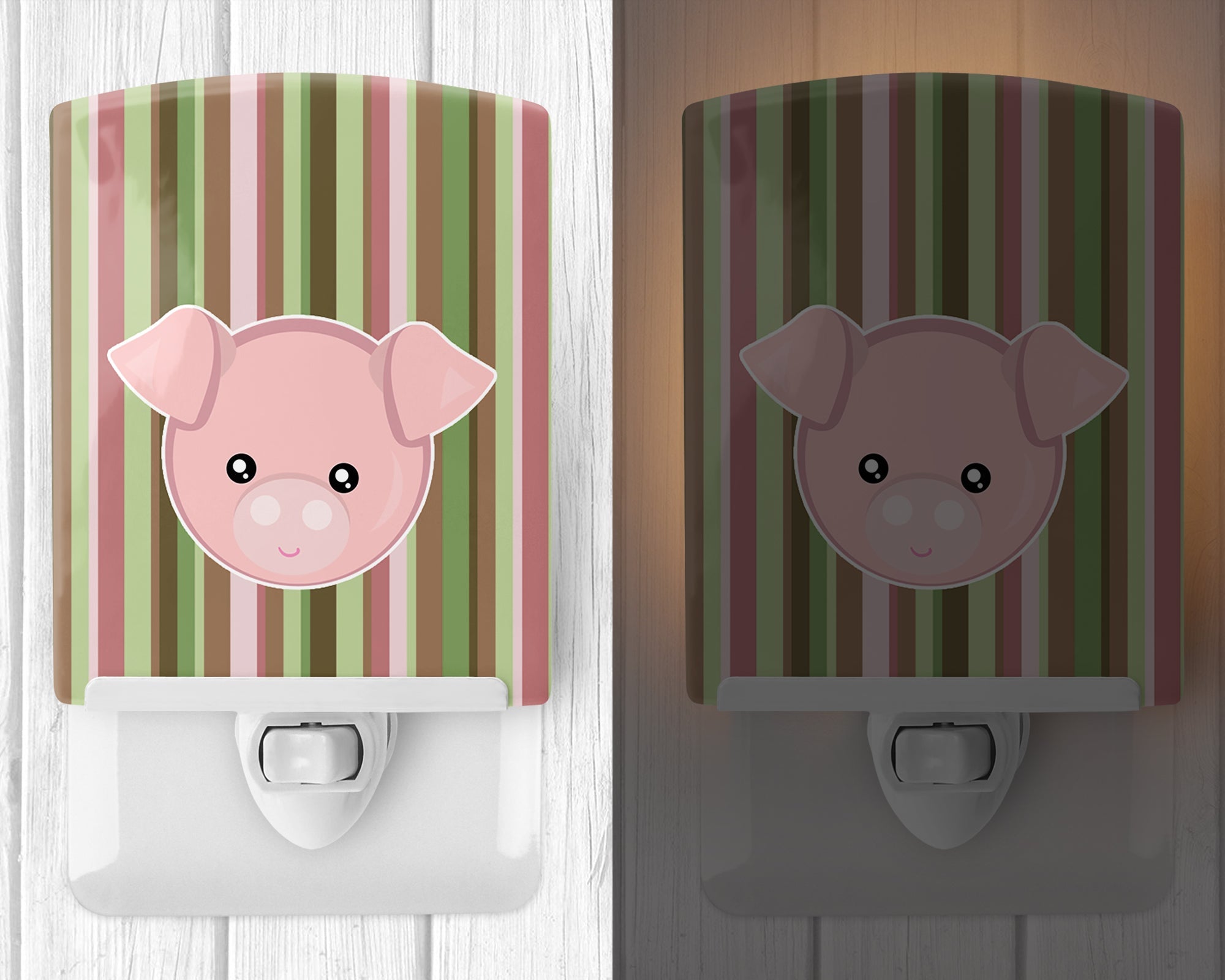 Pig Face Ceramic Night Light Compact, UL-Certified, Ideal for Bedroom, Bathroom, Nursery, Hallway, Kitchen, 6x4x3, Multicolor