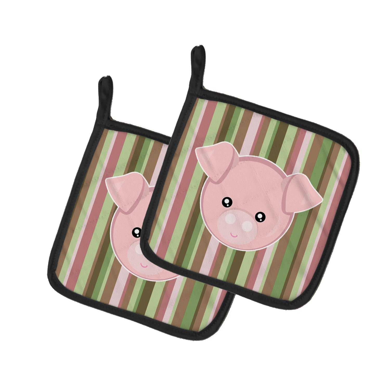 Pig Face Pot Holder Set of 2 Heat Resistant Quilted Hot Pads 7.5 x 7.5 Inch, Insulated Kitchen Trivets for Cooking & Baking