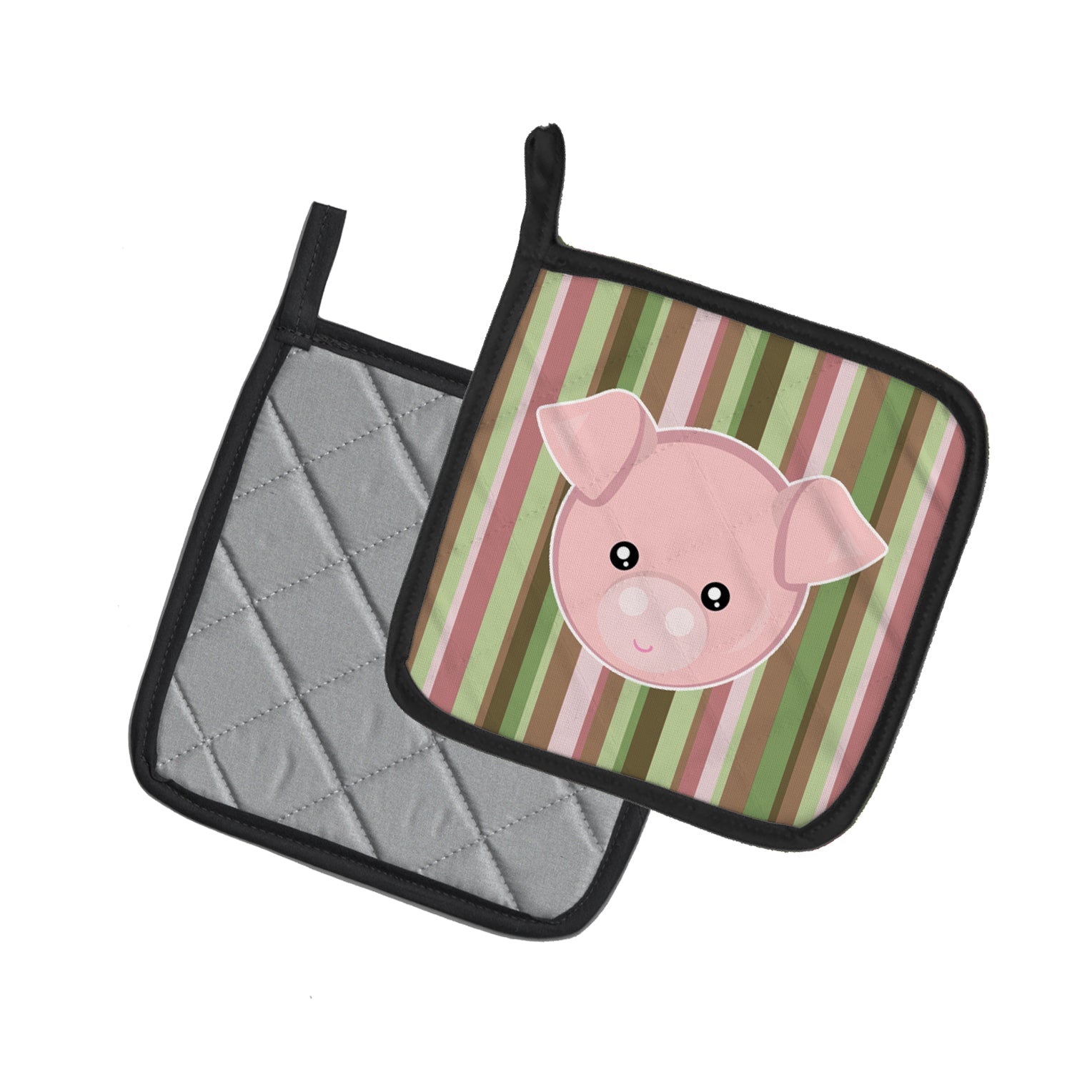 Pig Face Pot Holder Set of 2 Heat Resistant Quilted Hot Pads 7.5 x 7.5 Inch, Insulated Kitchen Trivets for Cooking & Baking