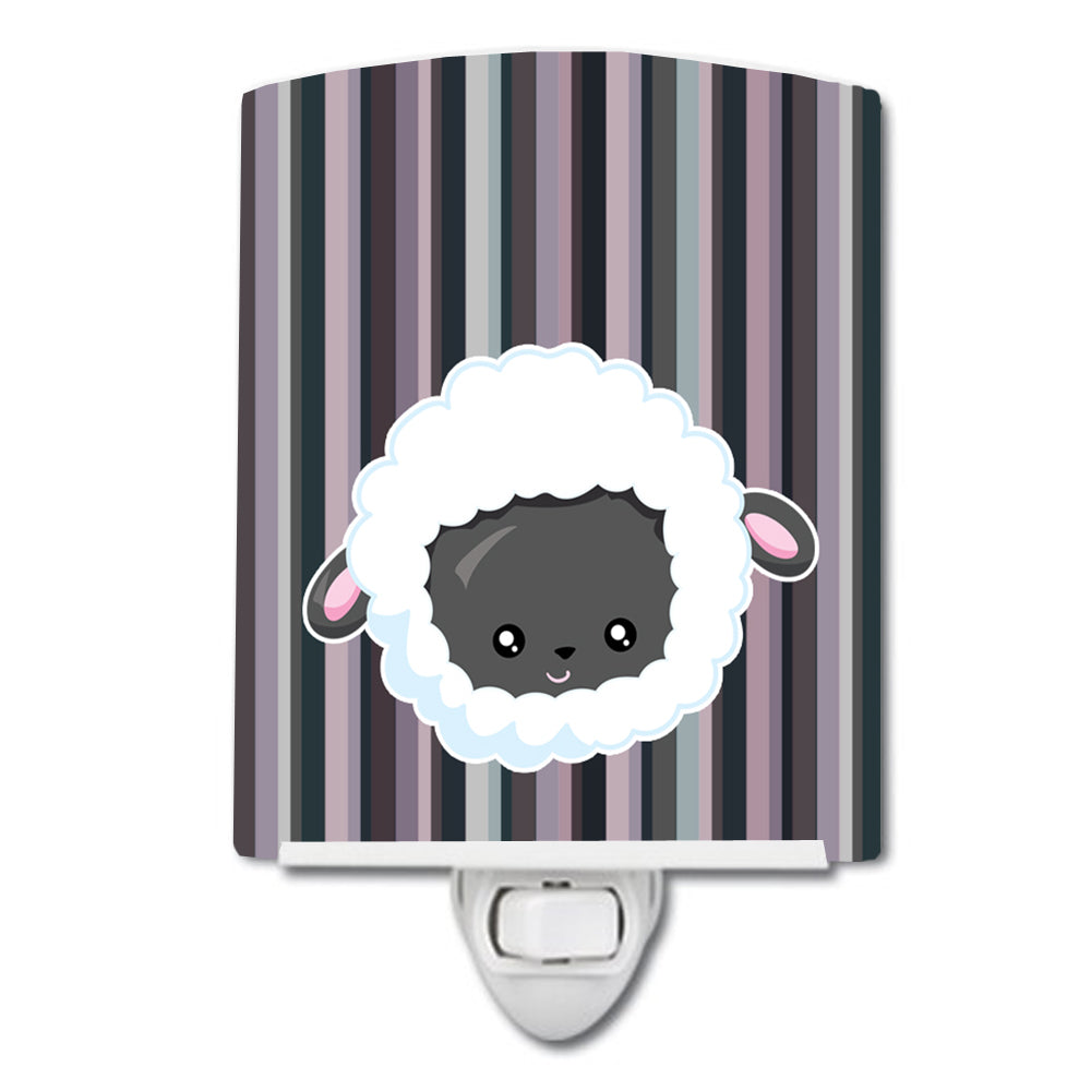 Black Sheep Lamb Face  Ceramic Night Light Compact, UL-Certified, Ideal for Bedroom, Bathroom, Nursery, Hallway, Kitchen, 6x4x3, Multicolor
