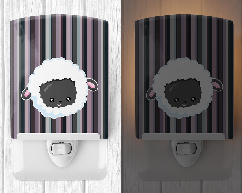 Black Sheep Lamb Face  Ceramic Night Light Compact, UL-Certified, Ideal for Bedroom, Bathroom, Nursery, Hallway, Kitchen, 6x4x3, Multicolor