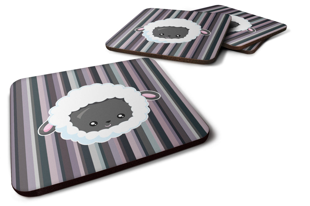 Black Sheep Lamb Face  Foam Coasters Set of 4 Cup Coasters for Indoor Outdoor, Tabletop Protection, Anti Slip, Mouse pad Material