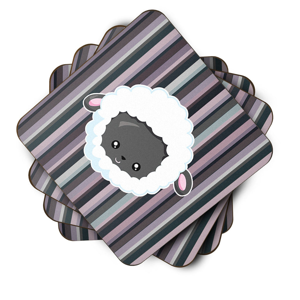 Black Sheep Lamb Face  Foam Coasters Set of 4 Cup Coasters for Indoor Outdoor, Tabletop Protection, Anti Slip, Mouse pad Material