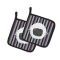 Black Sheep Lamb Face  Pot Holder Set of 2 Heat Resistant Quilted Hot Pads 7.5 x 7.5 Inch, Insulated Kitchen Trivets for Cooking & Baking