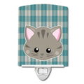 Kitten Face  Ceramic Night Light Compact, UL-Certified, Ideal for Bedroom, Bathroom, Nursery, Hallway, Kitchen, 6x4x3, Multicolor