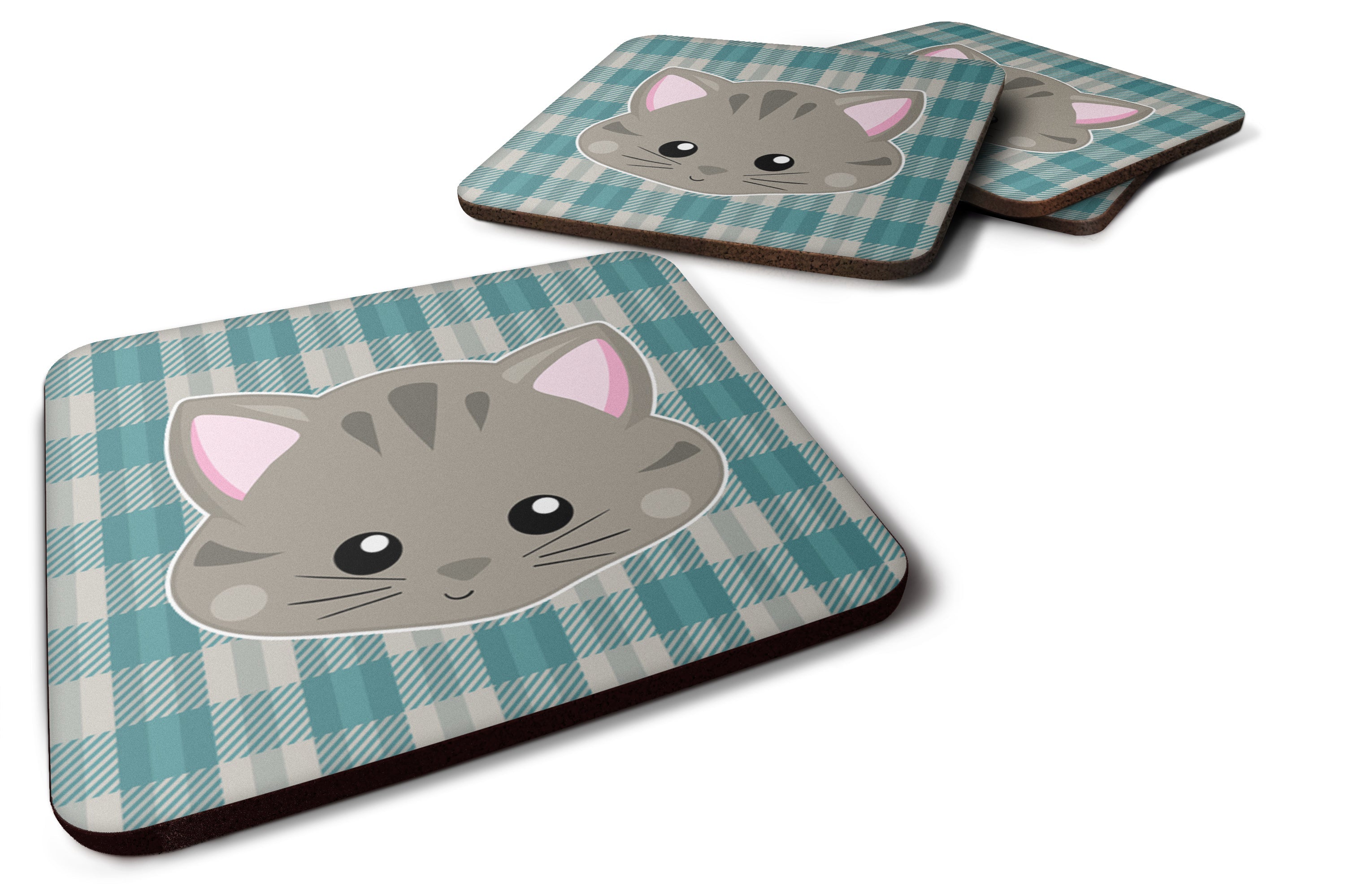 Kitten Face  Foam Coasters Set of 4 Cup Coasters for Indoor Outdoor, Tabletop Protection, Anti Slip, Mouse pad Material