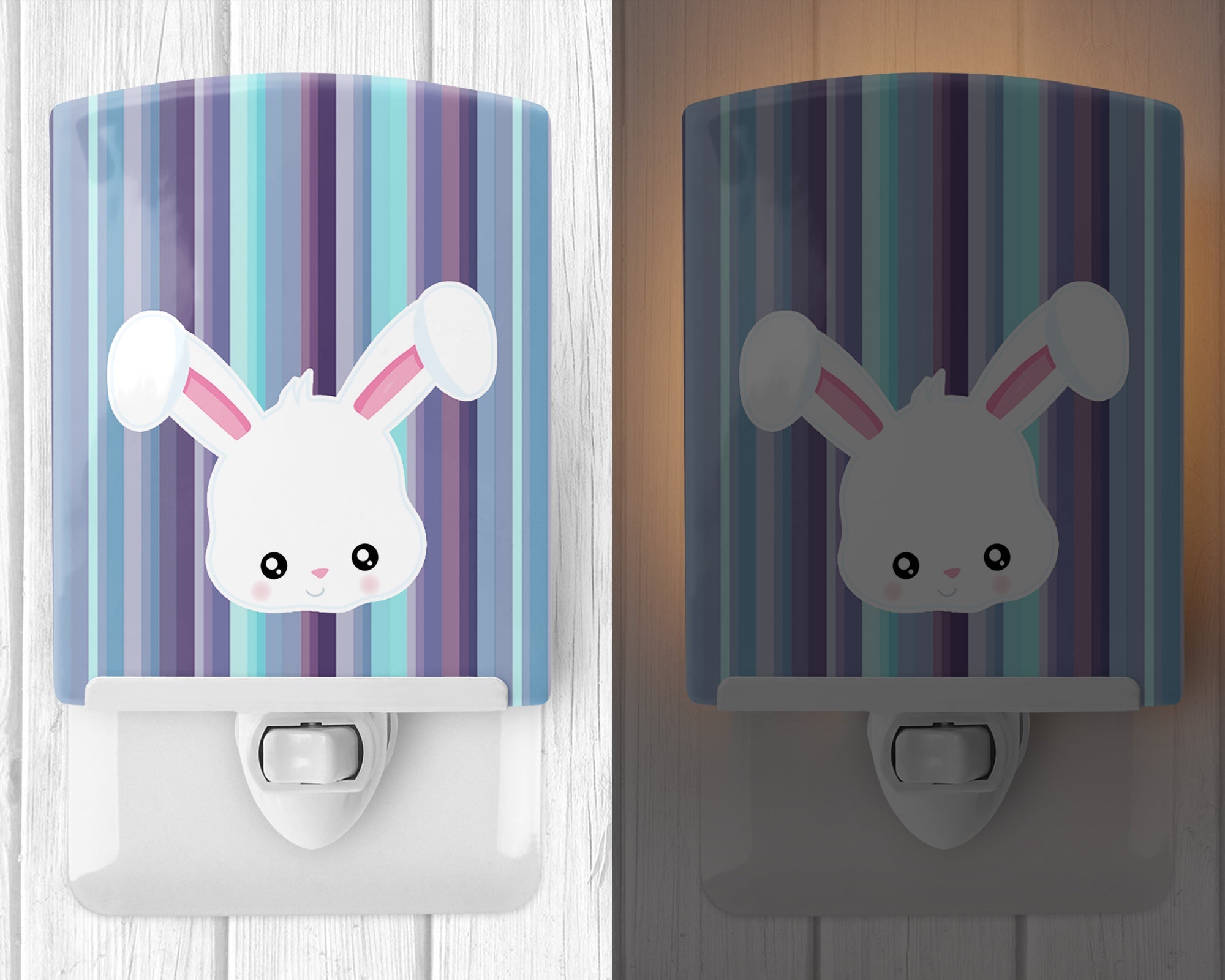 Rabbit Face Ceramic Night Light Compact, UL-Certified, Ideal for Bedroom, Bathroom, Nursery, Hallway, Kitchen, 6x4x3, Multicolor