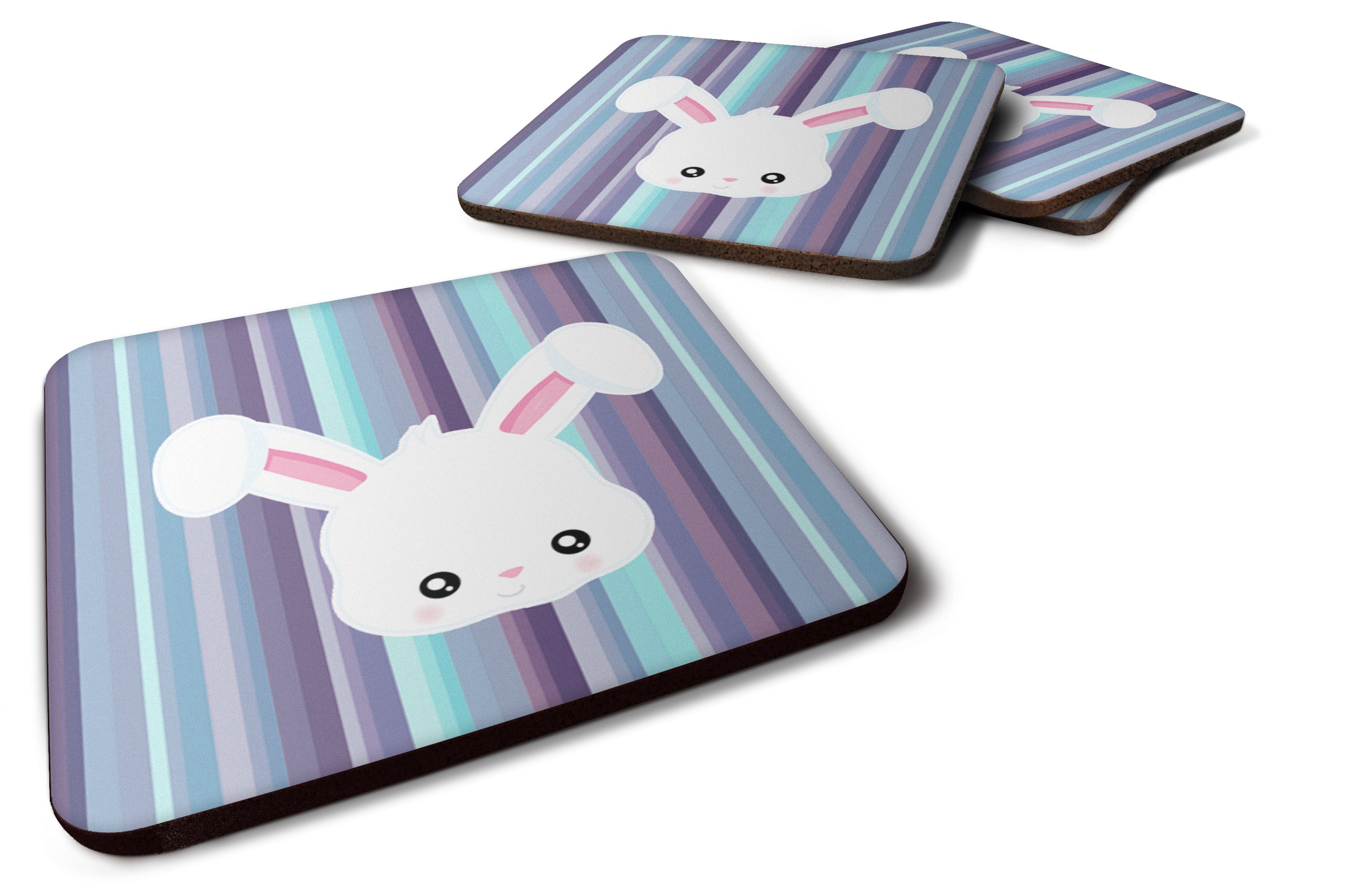 Rabbit Face Foam Coasters Set of 4 Cup Coasters for Indoor Outdoor, Tabletop Protection, Anti Slip, Mouse pad Material