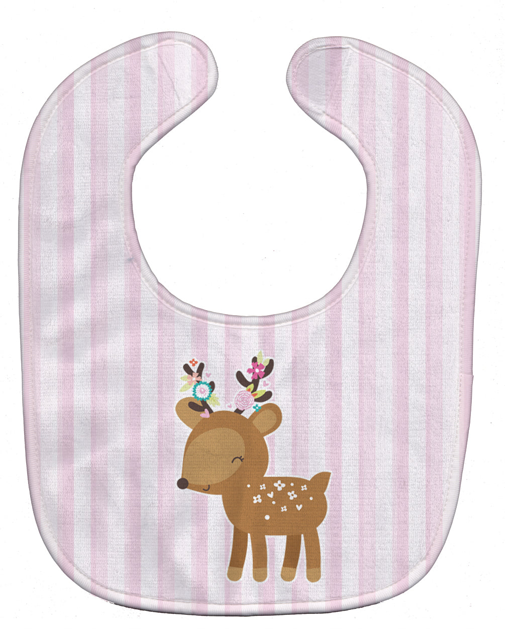 Deer in Pink Stripes Baby Bib Easy-Clean Baby Bib Baby Feeding Accessory Baby Mealtime Essential, 10 x 13, Multicolor