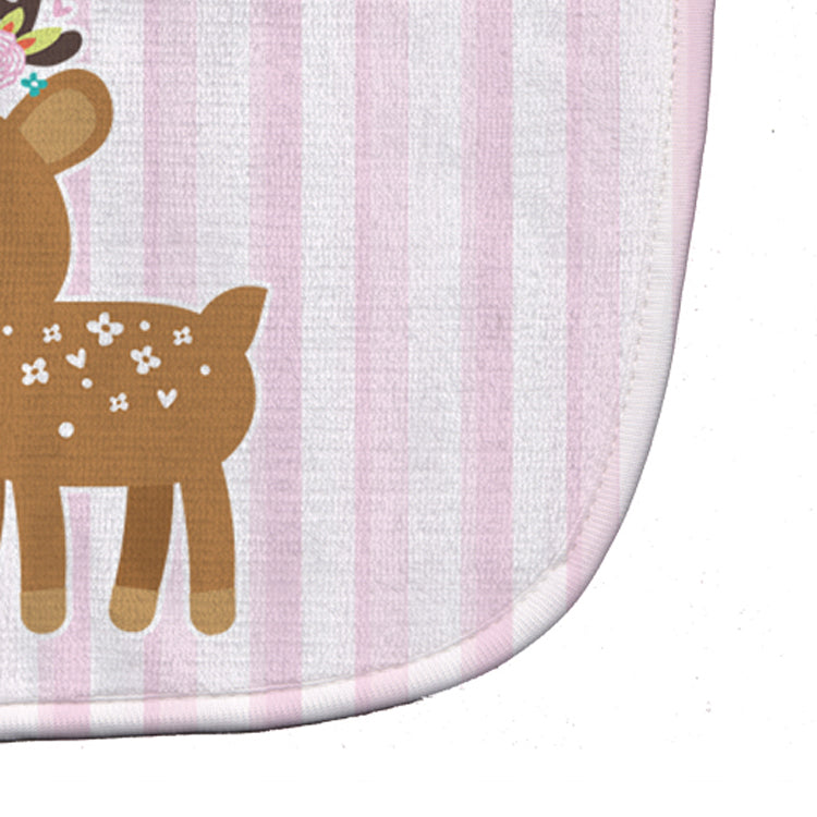 Deer in Pink Stripes Baby Bib Easy-Clean Baby Bib Baby Feeding Accessory Baby Mealtime Essential, 10 x 13, Multicolor