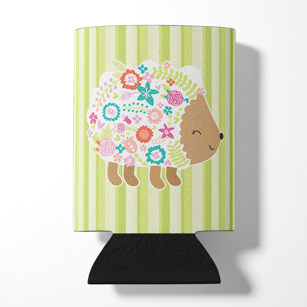 Flowered Hedgehog Can or Bottle Hugger Cooler Sleeve for Standard 12 oz Cans, Insulated Foam Beer & Soda Can Hugger Reusable