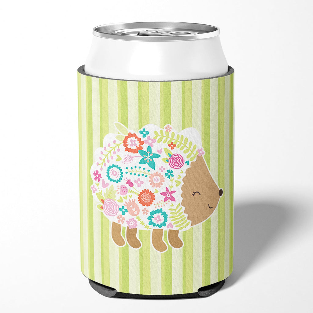 Flowered Hedgehog Can or Bottle Hugger Cooler Sleeve for Standard 12 oz Cans, Insulated Foam Beer & Soda Can Hugger Reusable