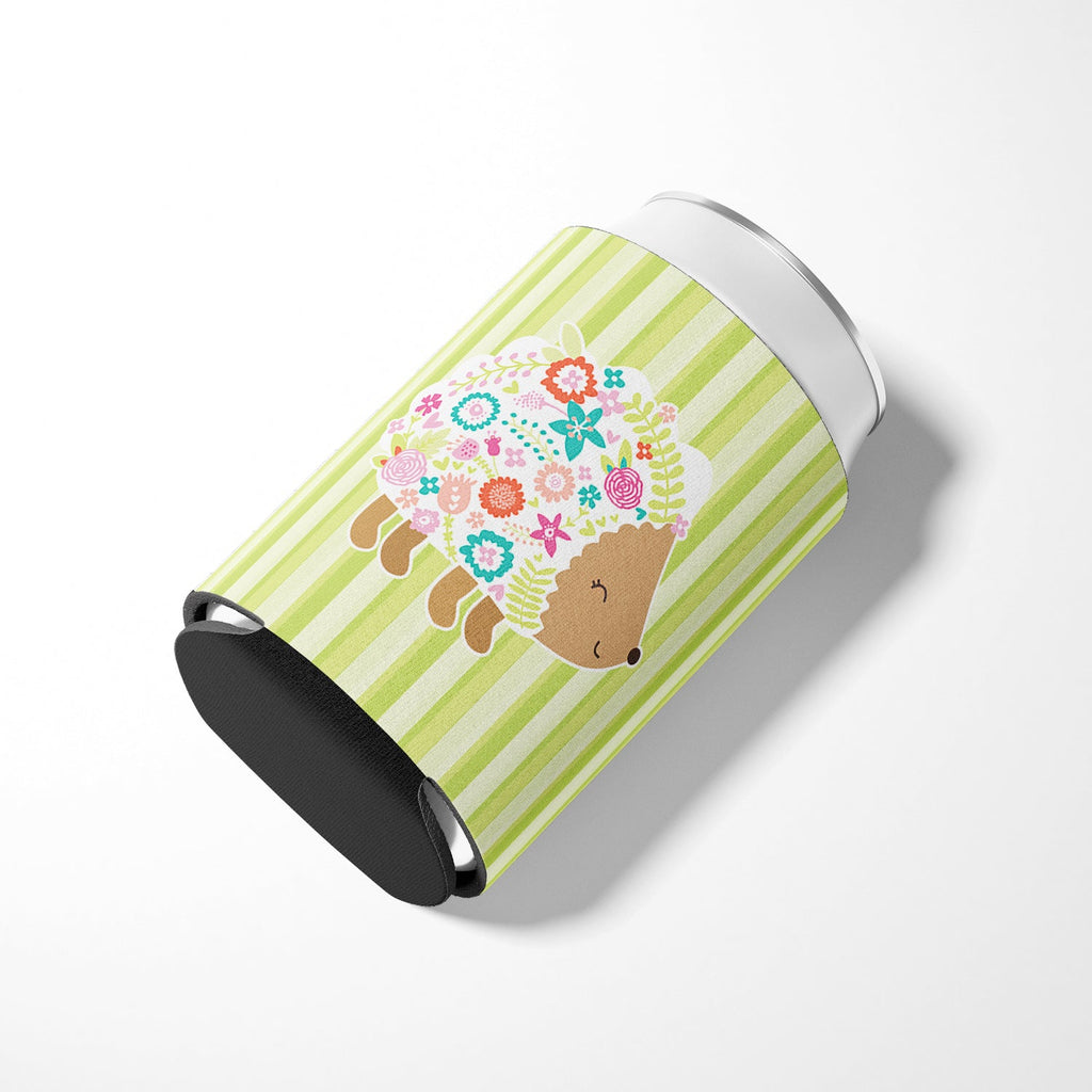Flowered Hedgehog Can or Bottle Hugger Cooler Sleeve for Standard 12 oz Cans, Insulated Foam Beer & Soda Can Hugger Reusable