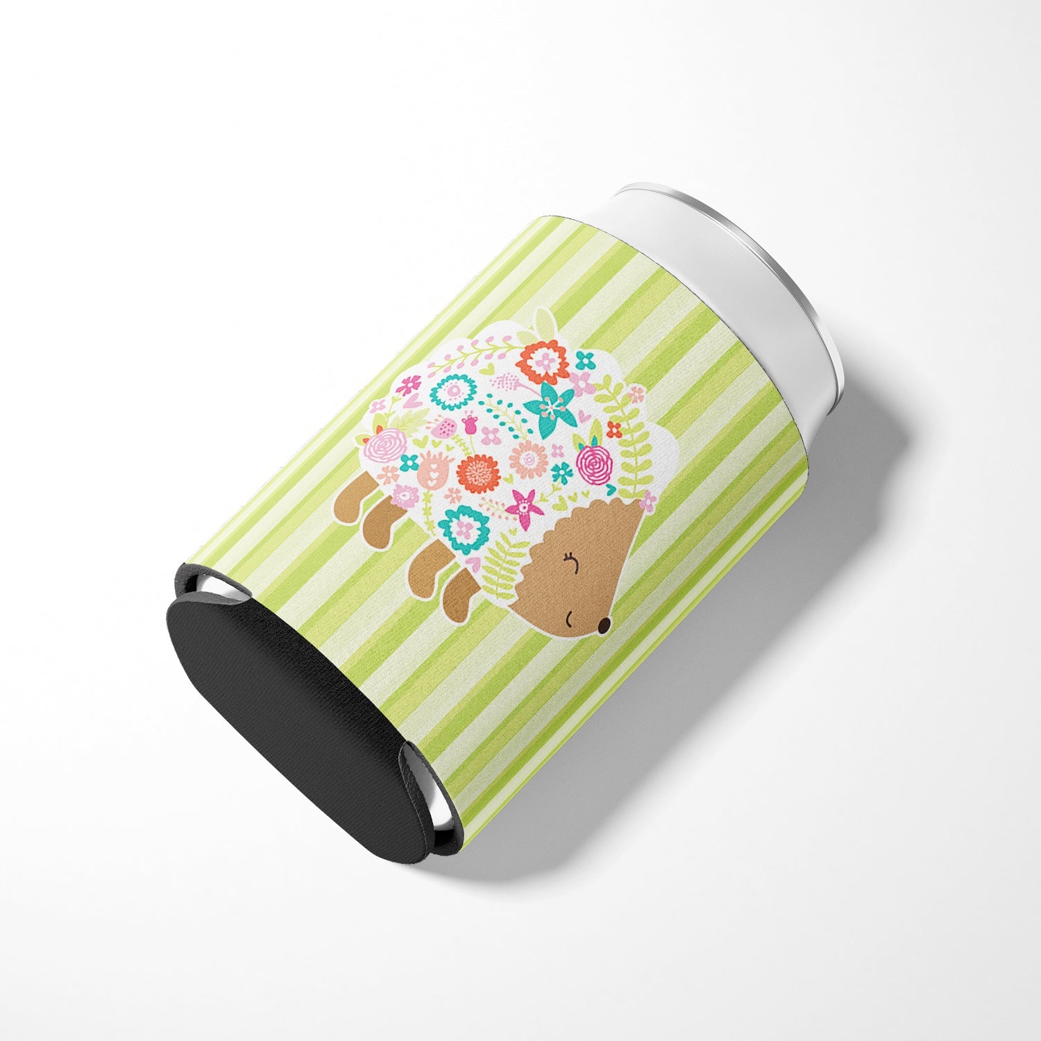 Flowered Hedgehog Can or Bottle Hugger Cooler Sleeve for Standard 12 oz Cans, Insulated Foam Beer & Soda Can Hugger Reusable