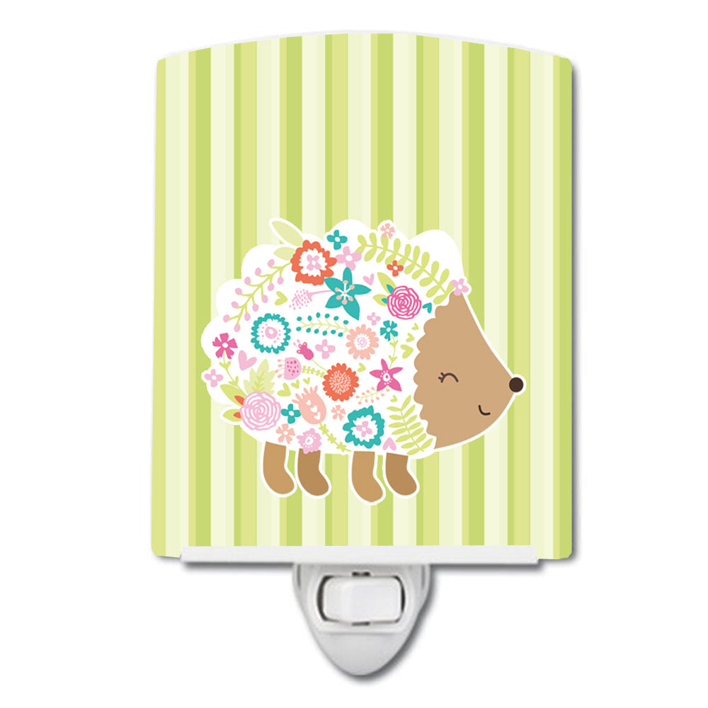 Flowered Hedgehog Ceramic Night Light Compact, UL-Certified, Ideal for Bedroom, Bathroom, Nursery, Hallway, Kitchen, 6x4x3, Multicolor