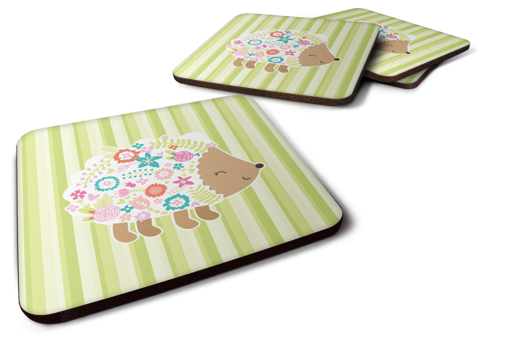 Flowered Hedgehog Foam Coasters Set of 4 Cup Coasters for Indoor Outdoor, Tabletop Protection, Anti Slip, Mouse pad Material