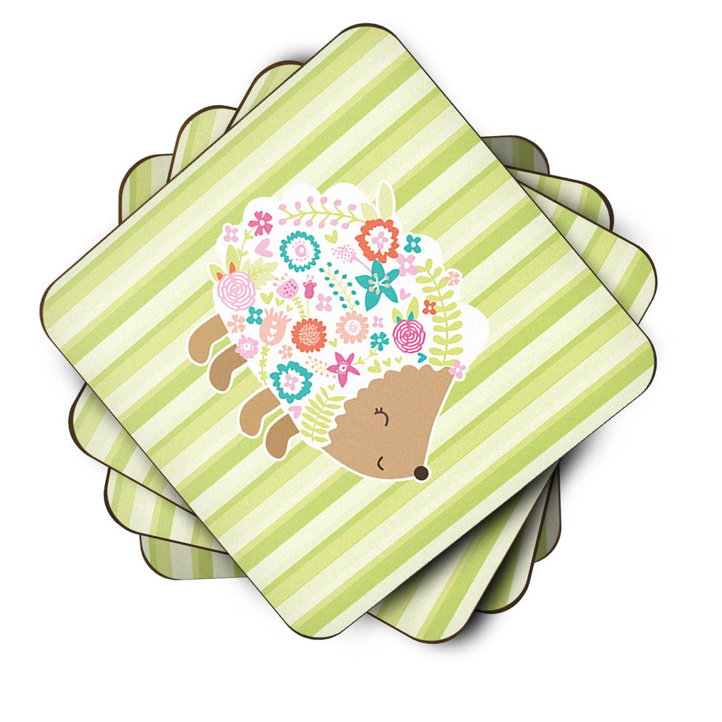Flowered Hedgehog Foam Coasters Set of 4 Cup Coasters for Indoor Outdoor, Tabletop Protection, Anti Slip, Mouse pad Material