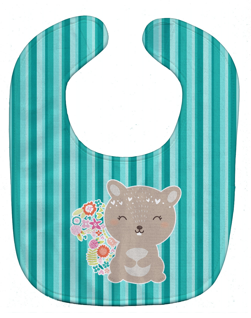 Flowered Squirrel Baby Bib Easy-Clean Baby Bib Baby Feeding Accessory Baby Mealtime Essential, 10 x 13, Multicolor