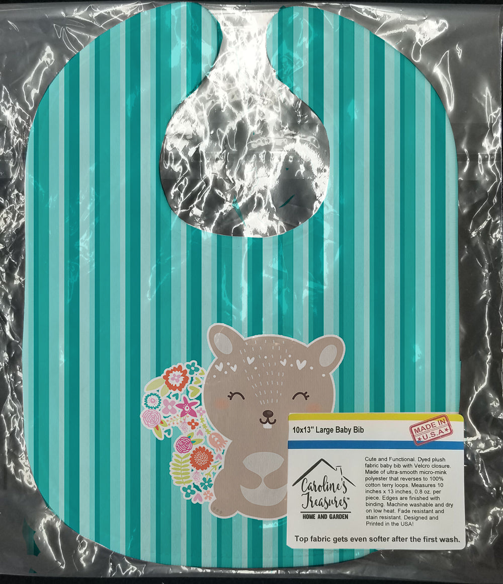 Flowered Squirrel Baby Bib Easy-Clean Baby Bib Baby Feeding Accessory Baby Mealtime Essential, 10 x 13, Multicolor