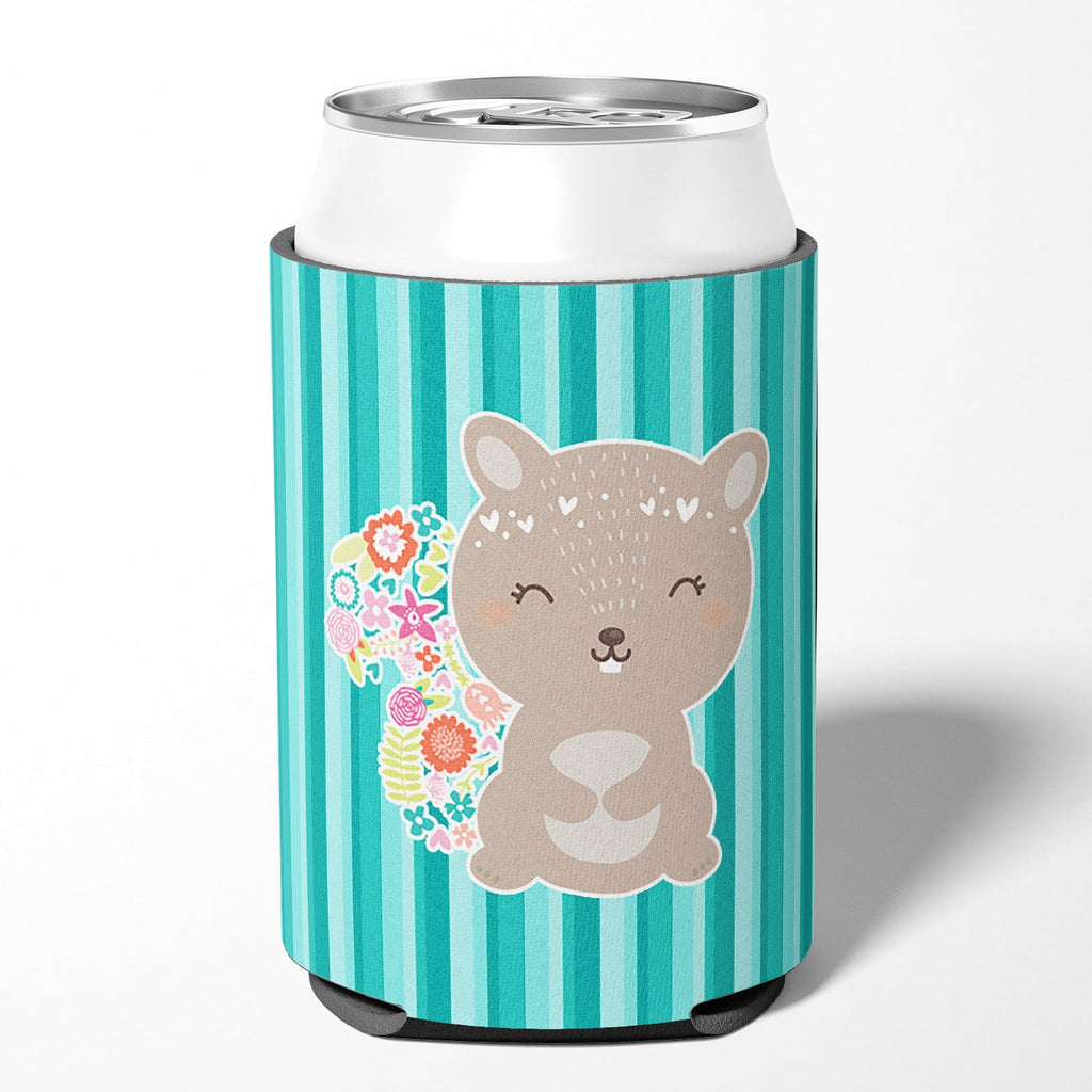 Flowered Squirrel Can or Bottle Hugger Cooler Sleeve for Standard 12 oz Cans, Insulated Foam Beer & Soda Can Hugger Reusable