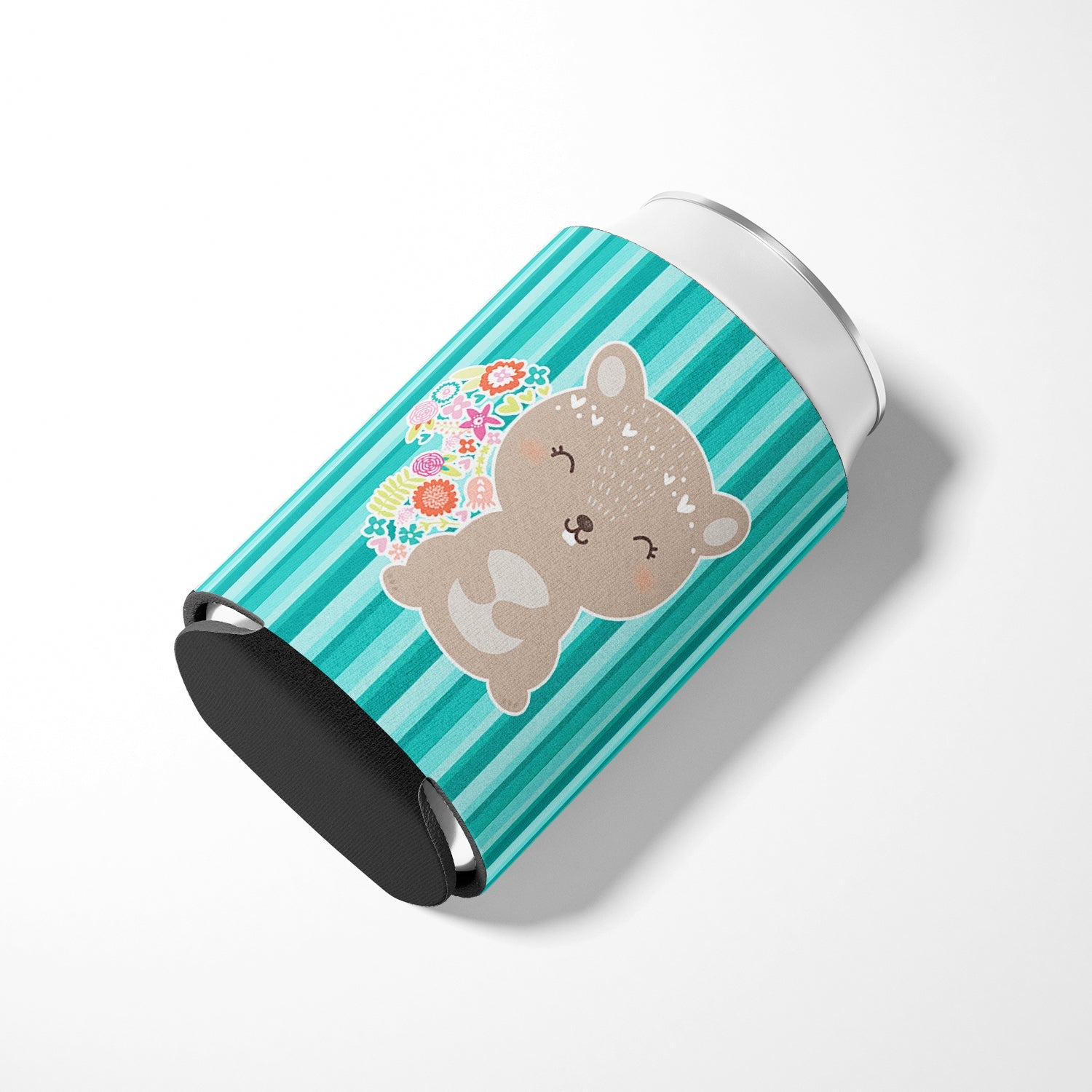 Flowered Squirrel Can or Bottle Hugger Cooler Sleeve for Standard 12 oz Cans, Insulated Foam Beer & Soda Can Hugger Reusable