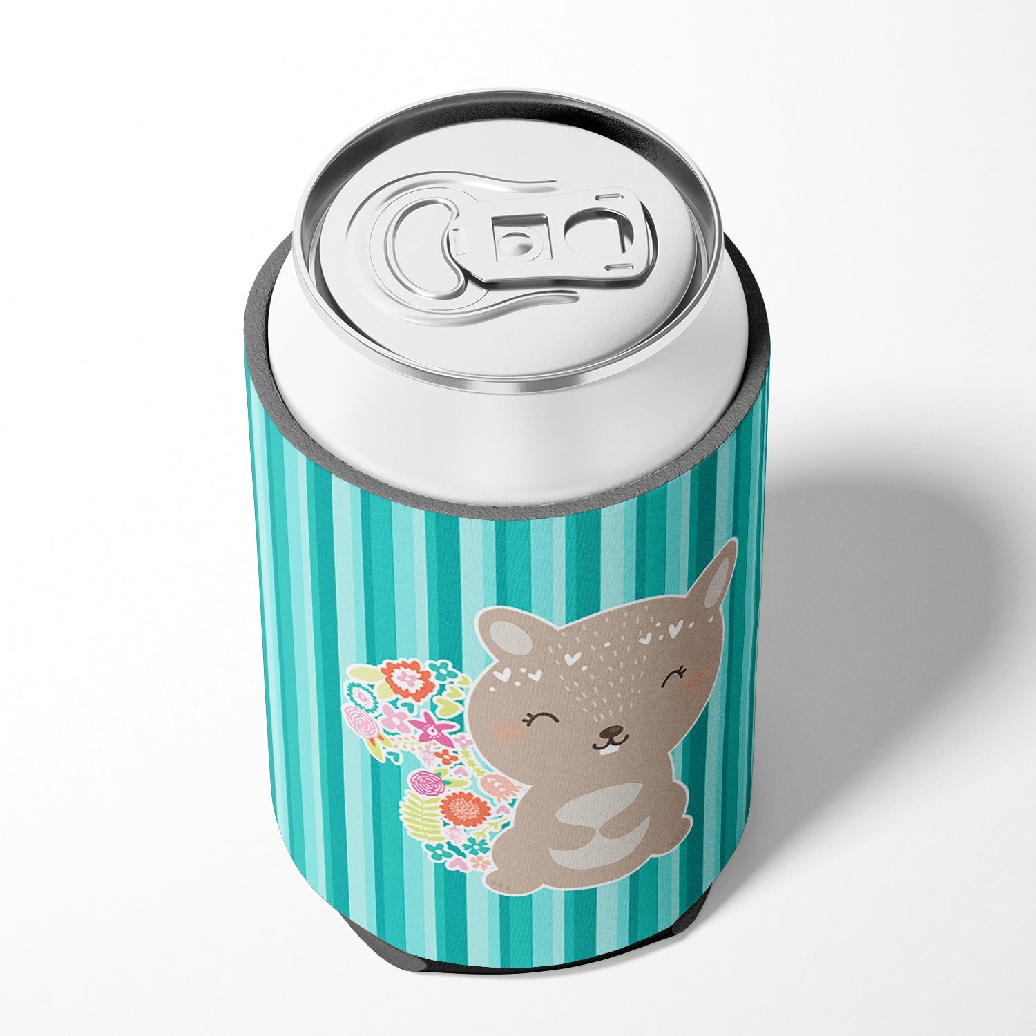 Flowered Squirrel Can or Bottle Hugger Cooler Sleeve for Standard 12 oz Cans, Insulated Foam Beer & Soda Can Hugger Reusable