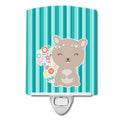Flowered Squirrel Ceramic Night Light Compact, UL-Certified, Ideal for Bedroom, Bathroom, Nursery, Hallway, Kitchen, 6x4x3, Multicolor