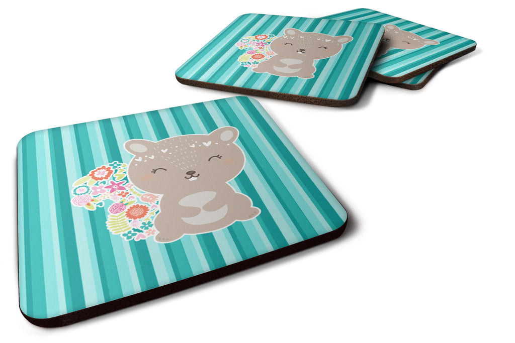 Flowered Squirrel Foam Coasters Set of 4 Cup Coasters for Indoor Outdoor, Tabletop Protection, Anti Slip, Mouse pad Material