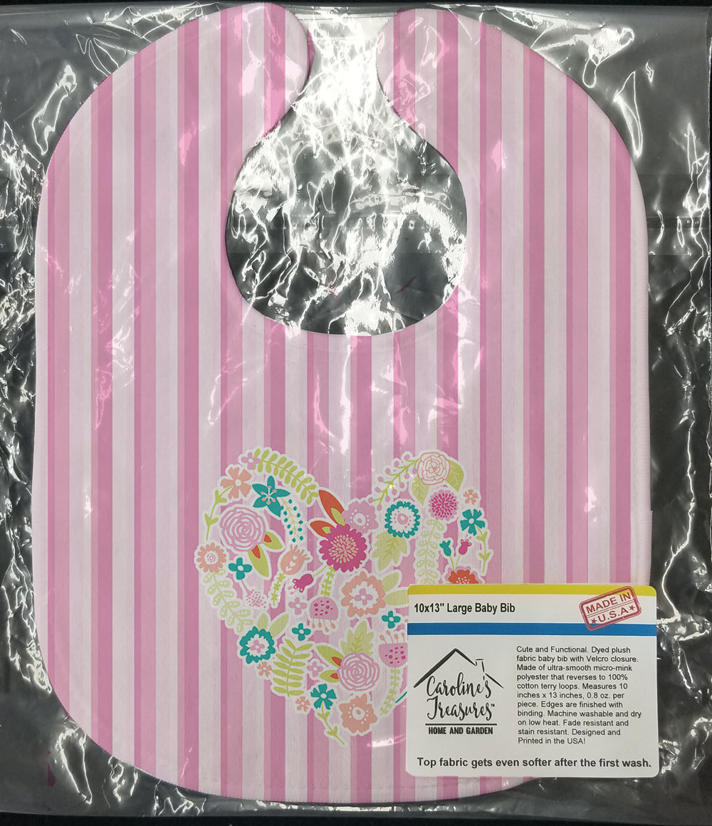 Flowered Heart Baby Bib Easy-Clean Baby Bib Baby Feeding Accessory Baby Mealtime Essential, 10 x 13, Multicolor
