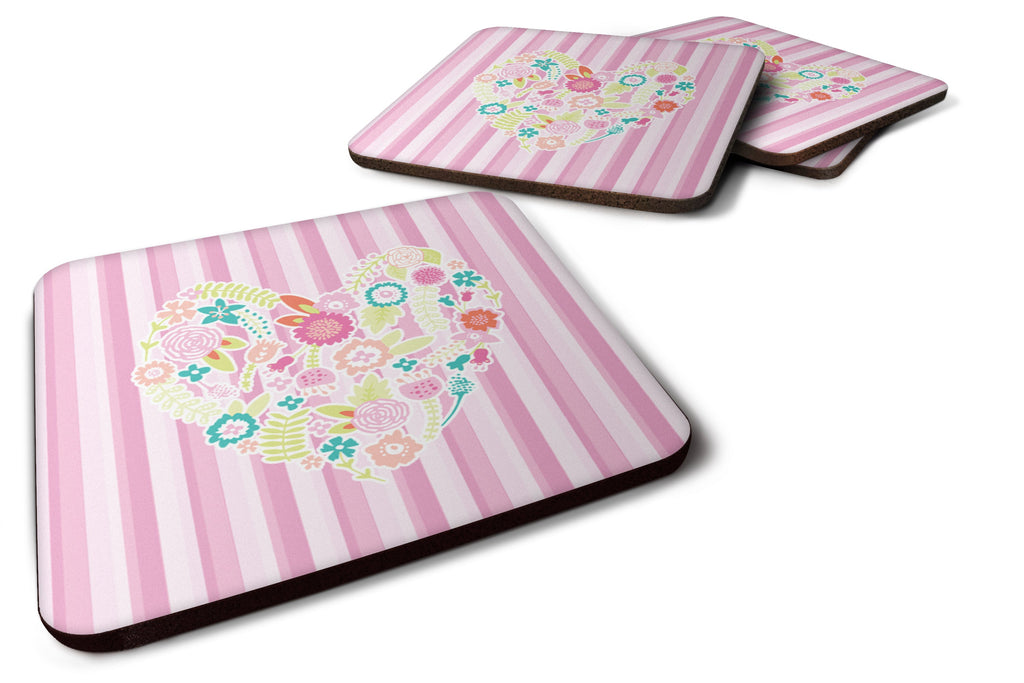 Flowered Heart Foam Coasters Set of 4 Cup Coasters for Indoor Outdoor, Tabletop Protection, Anti Slip, Mouse pad Material