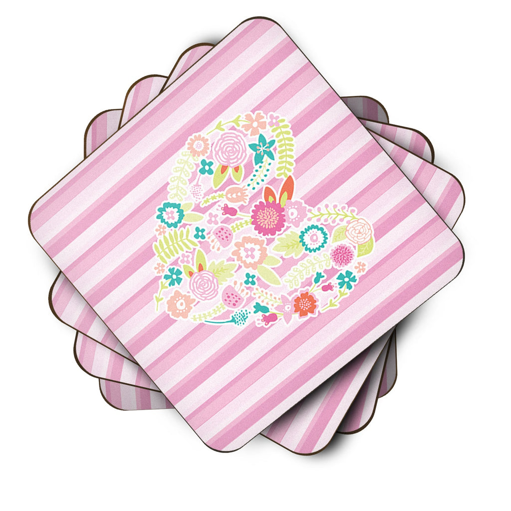 Flowered Heart Foam Coasters Set of 4 Cup Coasters for Indoor Outdoor, Tabletop Protection, Anti Slip, Mouse pad Material