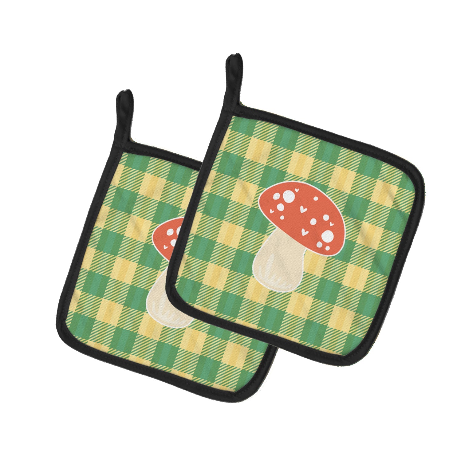 Mushroom Pot Holder Set of 2 Heat Resistant Quilted Hot Pads 7.5 x 7.5 Inch, Insulated Kitchen Trivets for Cooking & Baking