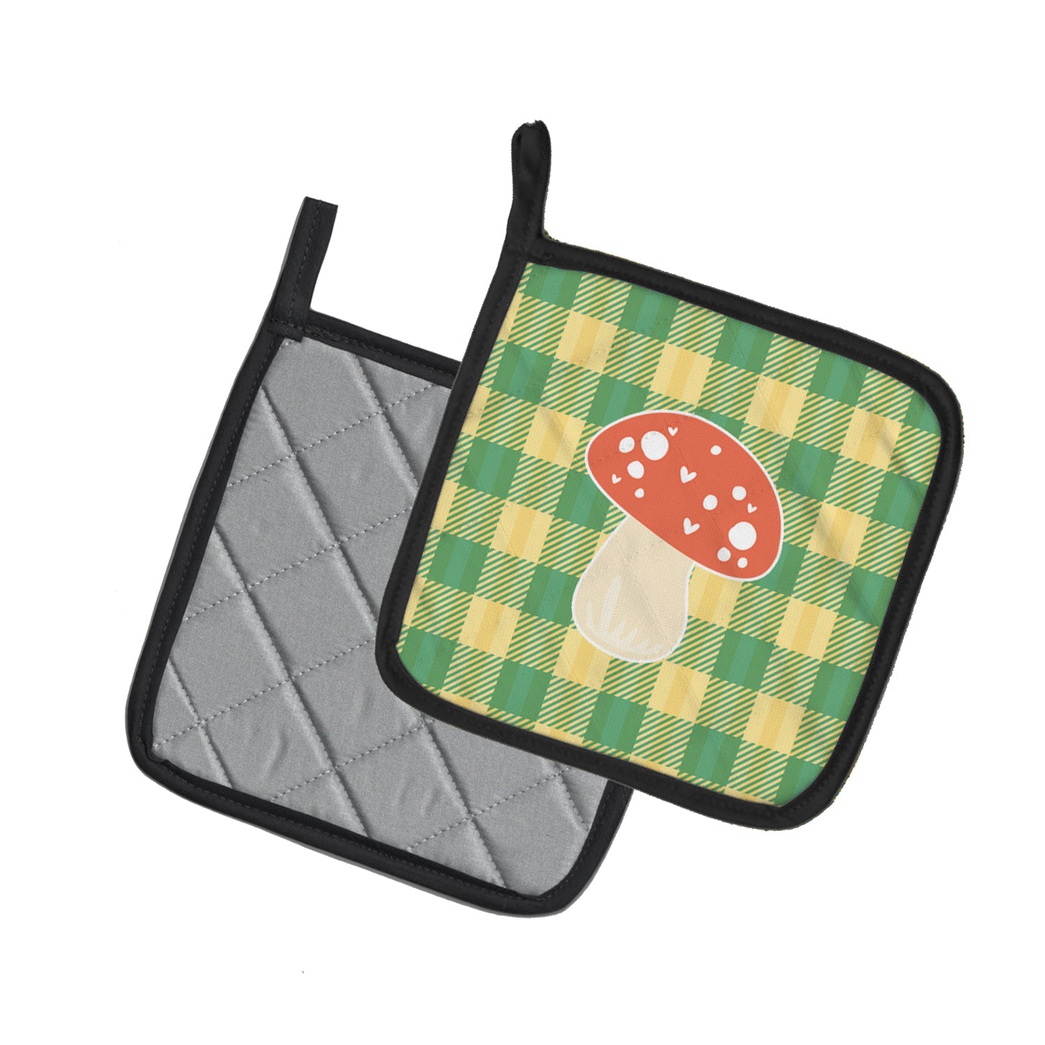 Mushroom Pot Holder Set of 2 Heat Resistant Quilted Hot Pads 7.5 x 7.5 Inch, Insulated Kitchen Trivets for Cooking & Baking