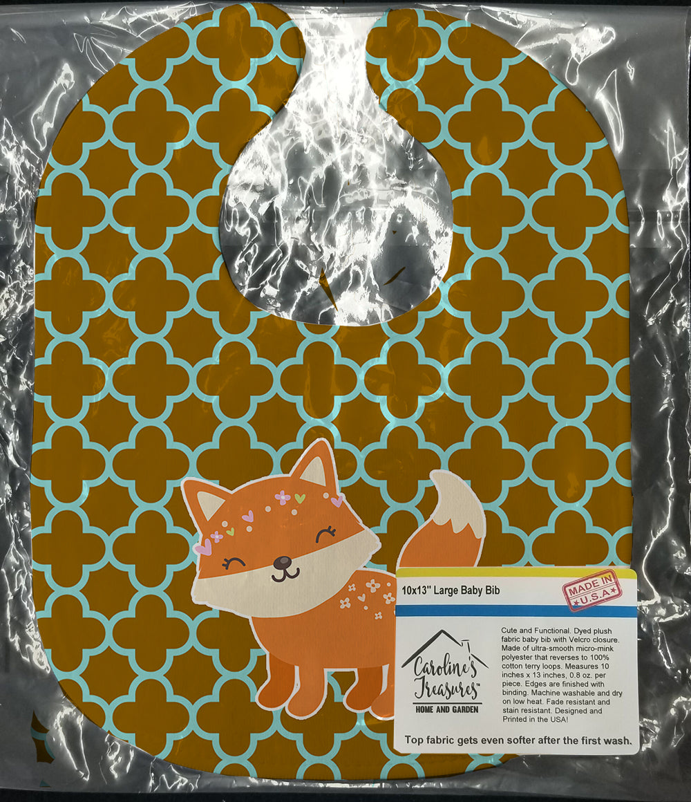 Fox on Quatrafoil Baby Bib Easy-Clean Baby Bib Baby Feeding Accessory Baby Mealtime Essential, 10 x 13, Multicolor