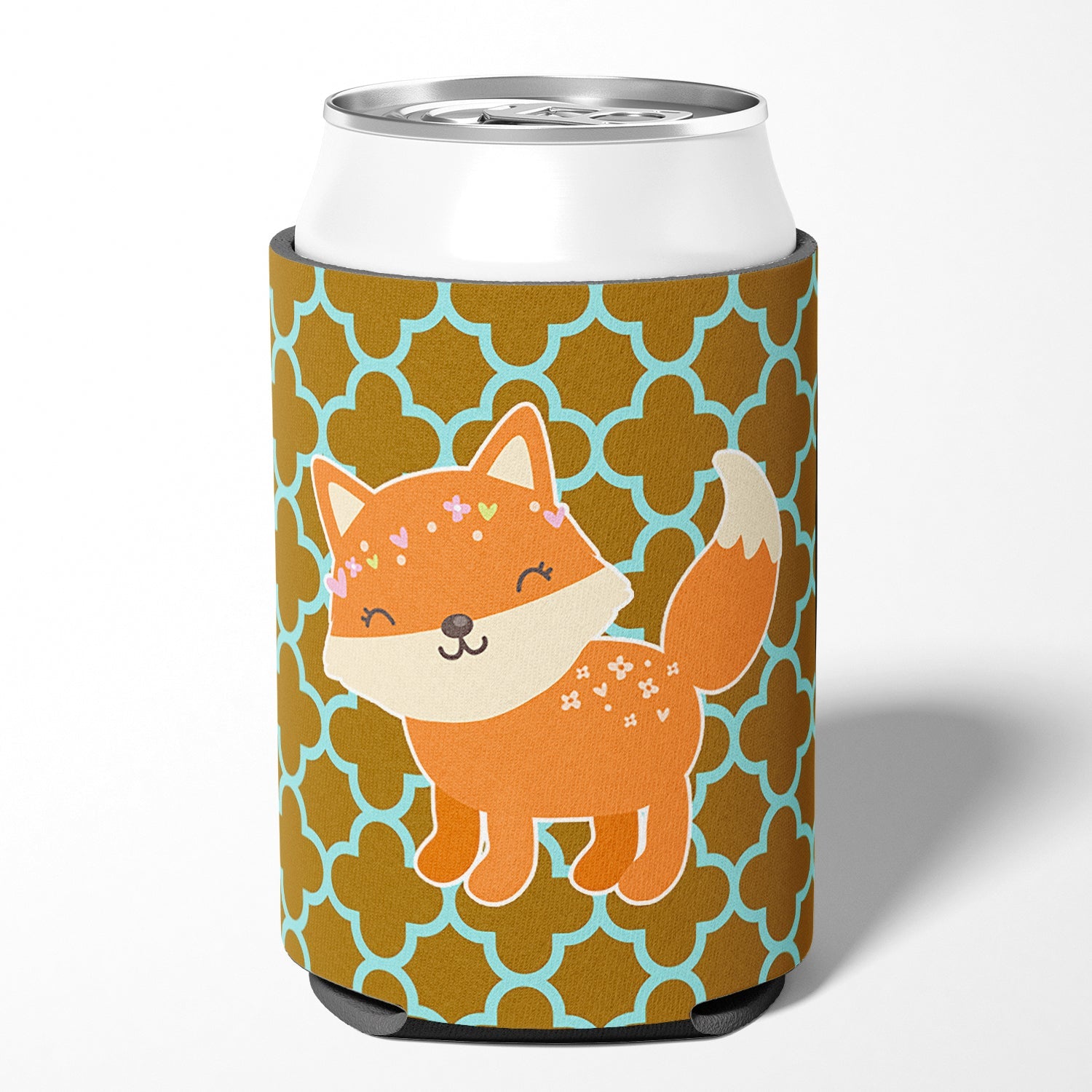 Fox on Quatrafoil Can or Bottle Hugger Cooler Sleeve for Standard 12 oz Cans, Insulated Foam Beer & Soda Can Hugger Reusable