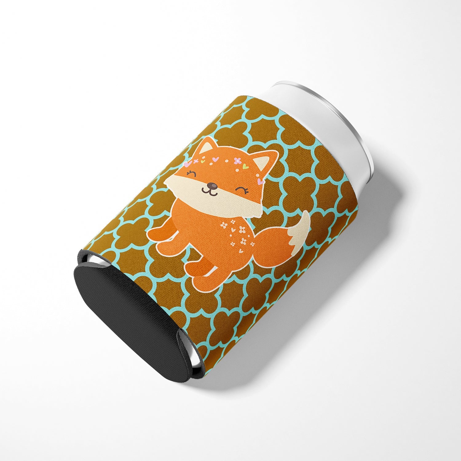 Fox on Quatrafoil Can or Bottle Hugger Cooler Sleeve for Standard 12 oz Cans, Insulated Foam Beer & Soda Can Hugger Reusable