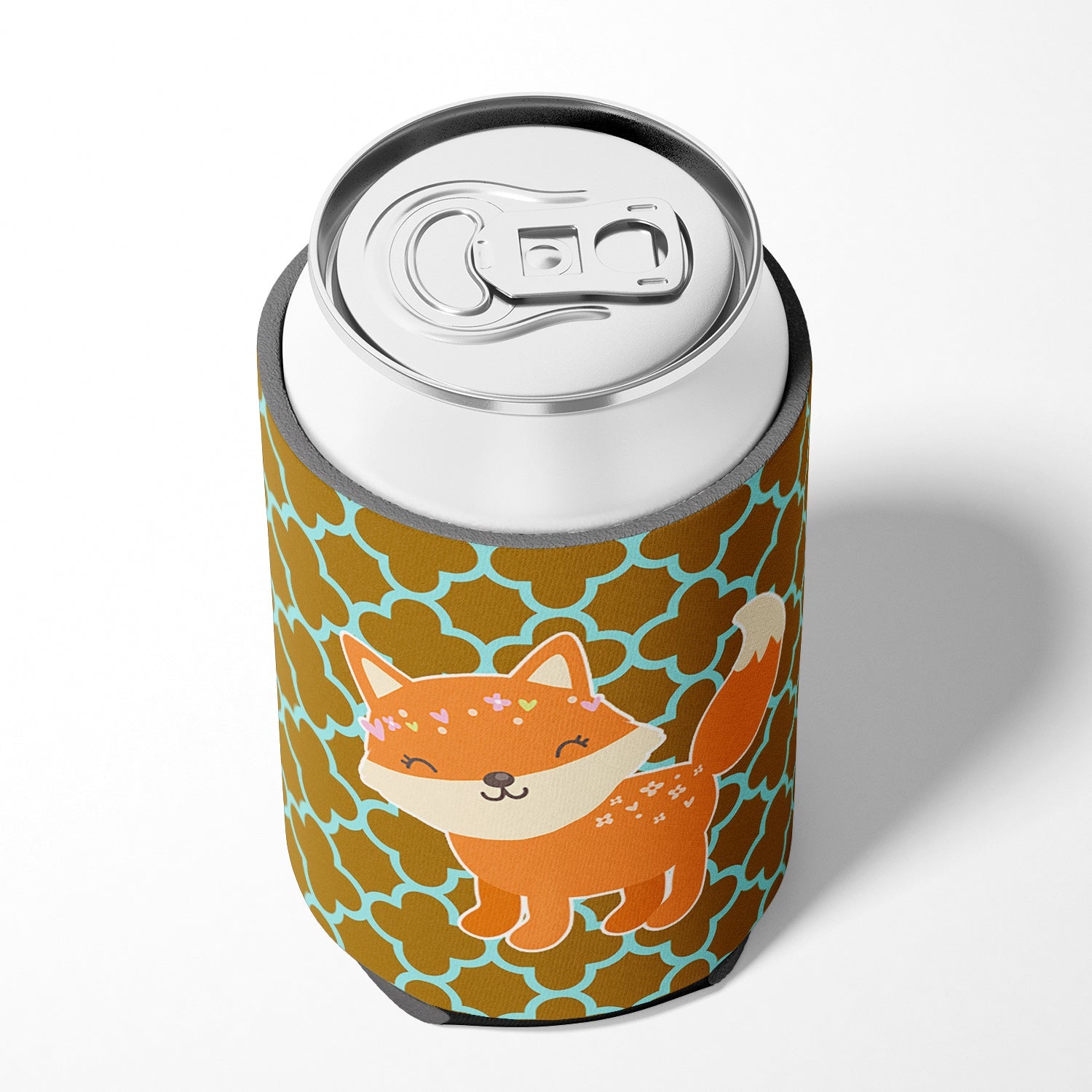 Fox on Quatrafoil Can or Bottle Hugger Cooler Sleeve for Standard 12 oz Cans, Insulated Foam Beer & Soda Can Hugger Reusable