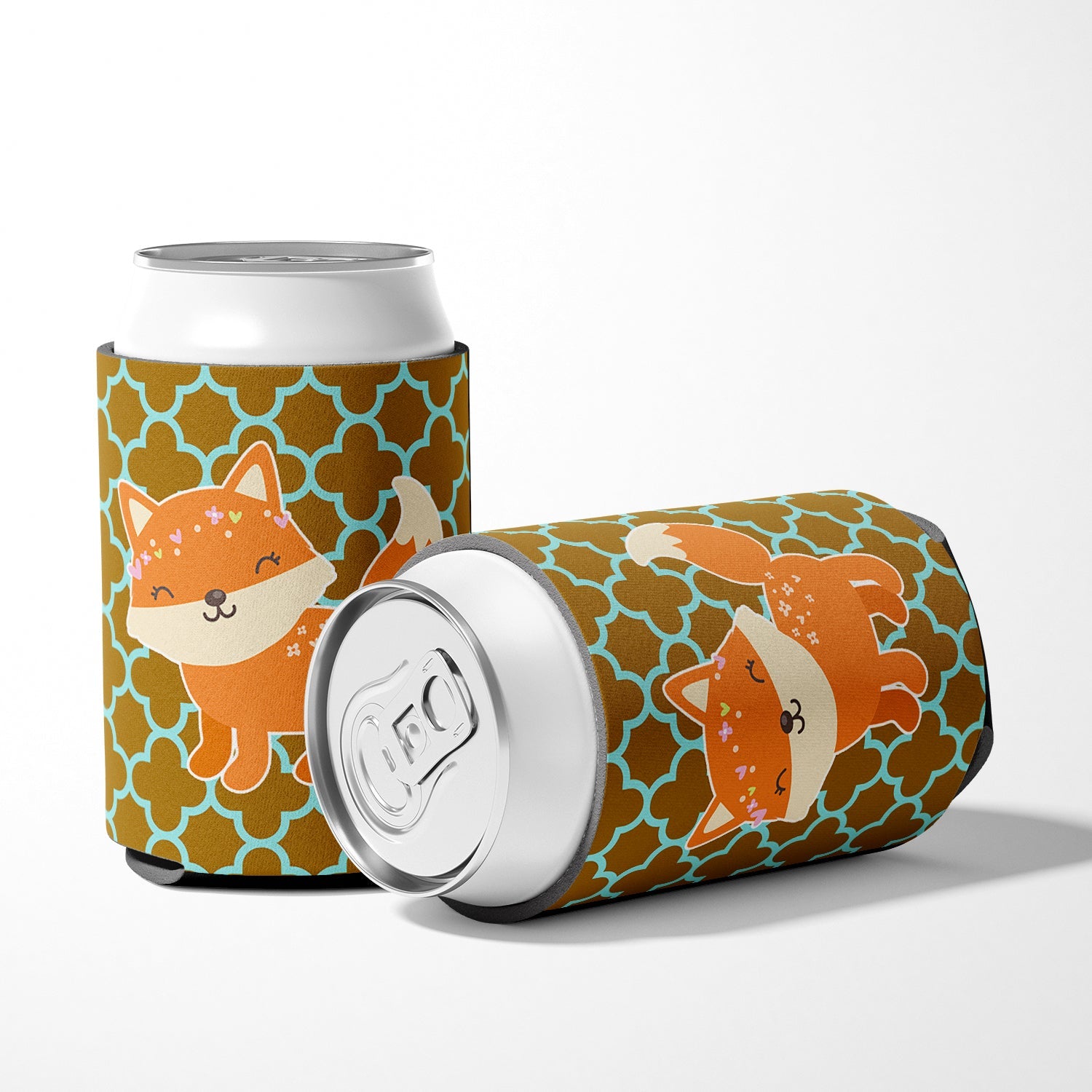 Fox on Quatrafoil Can or Bottle Hugger Cooler Sleeve for Standard 12 oz Cans, Insulated Foam Beer & Soda Can Hugger Reusable
