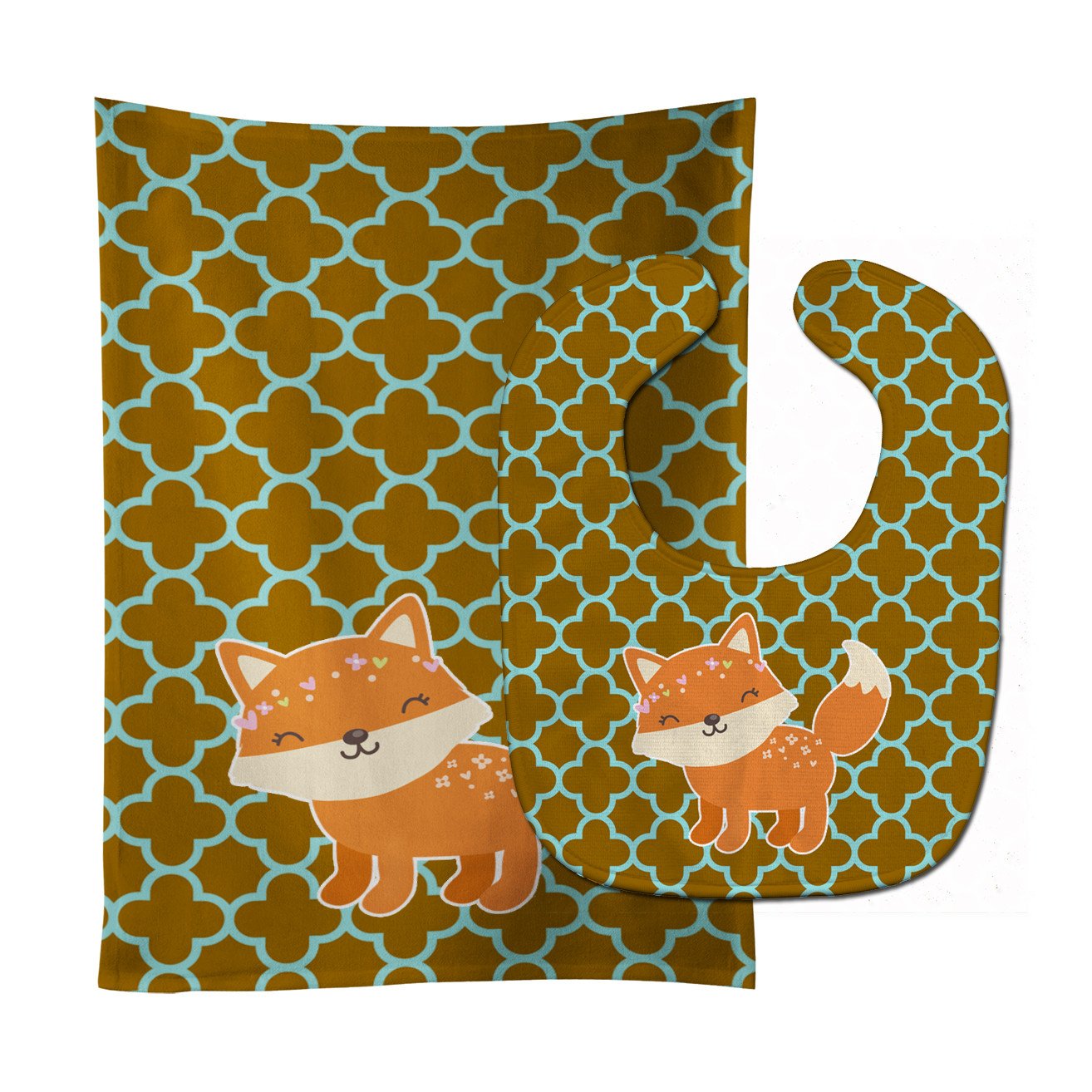 Fox on Quatrafoil Baby Bib & Burp Cloth Easy-Clean Baby Bib Baby Feeding Accessory Baby Mealtime Essential