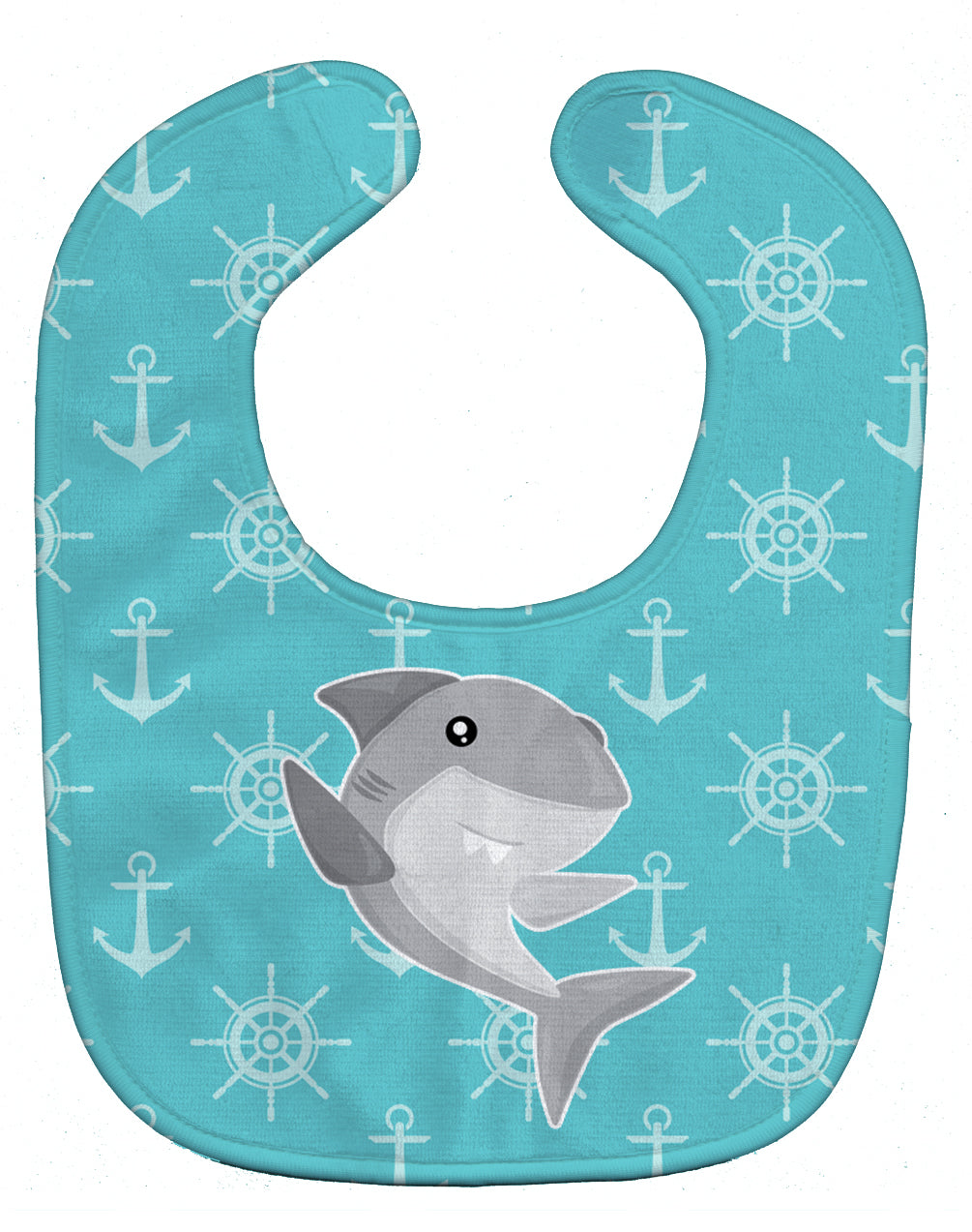 Shark on Blue Nautical Baby Bib Easy-Clean Baby Bib Baby Feeding Accessory Baby Mealtime Essential, 10 x 13, Multicolor