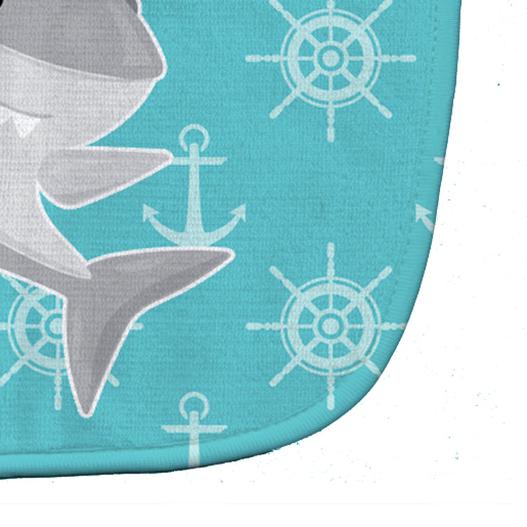 Shark on Blue Nautical Baby Bib Easy-Clean Baby Bib Baby Feeding Accessory Baby Mealtime Essential, 10 x 13, Multicolor