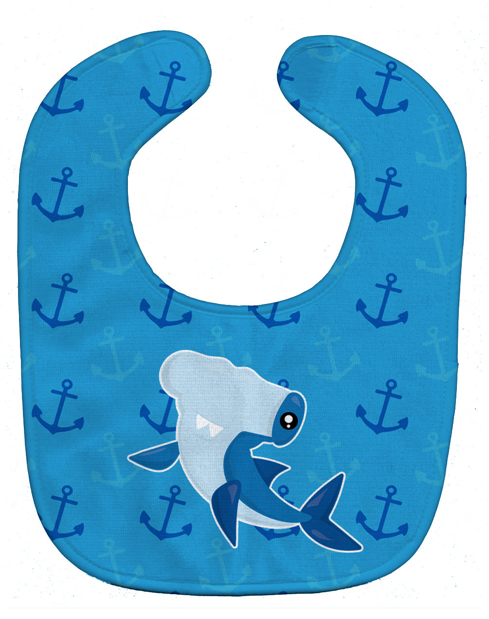 Hammerhead Shark on Anchors Baby Bib Easy-Clean Baby Bib Baby Feeding Accessory Baby Mealtime Essential, 10 x 13, Multicolor