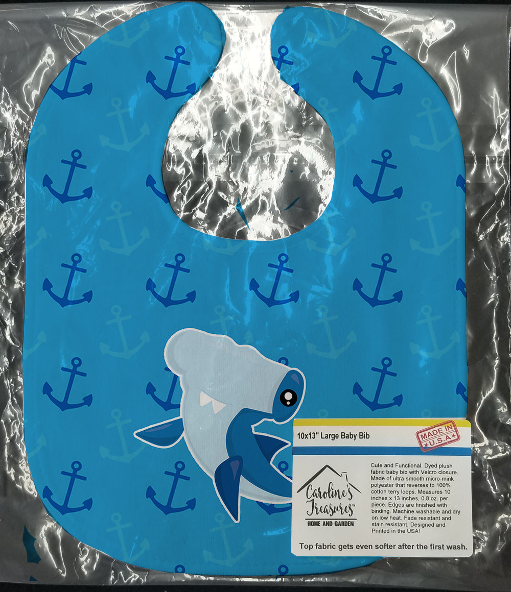 Hammerhead Shark on Anchors Baby Bib Easy-Clean Baby Bib Baby Feeding Accessory Baby Mealtime Essential, 10 x 13, Multicolor