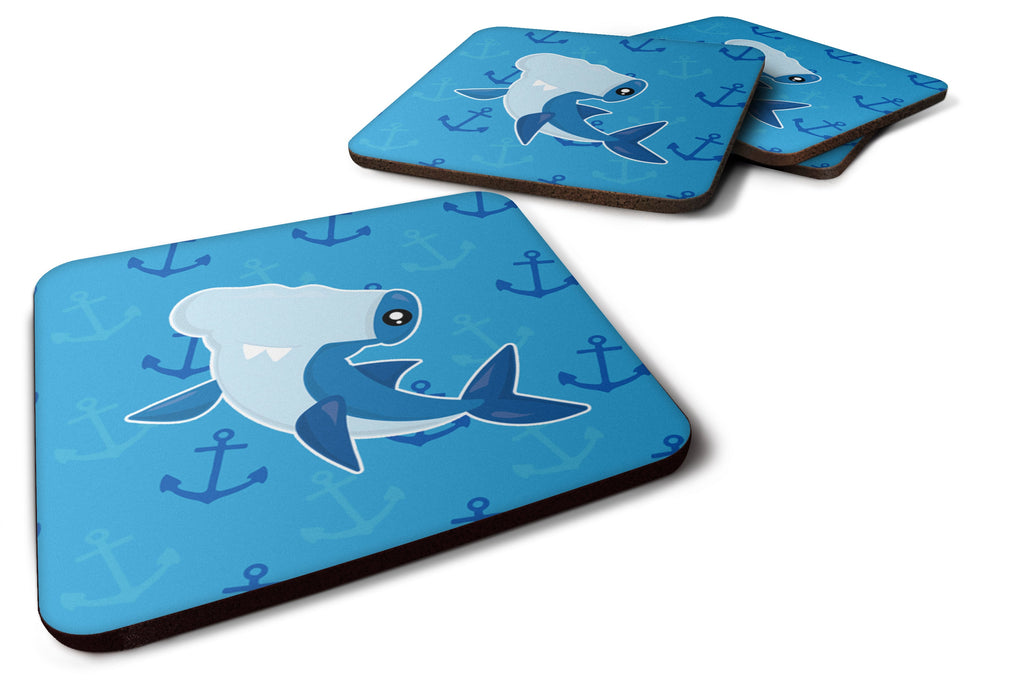 Hammerhead Shark on Anchors Foam Coasters Set of 4 Cup Coasters for Indoor Outdoor, Tabletop Protection, Anti Slip, Mouse pad Material