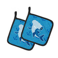 Hammerhead Shark on Anchors Pot Holder Set of 2 Heat Resistant Quilted Hot Pads 7.5 x 7.5 Inch, Insulated Kitchen Trivets for Cooking & Baking