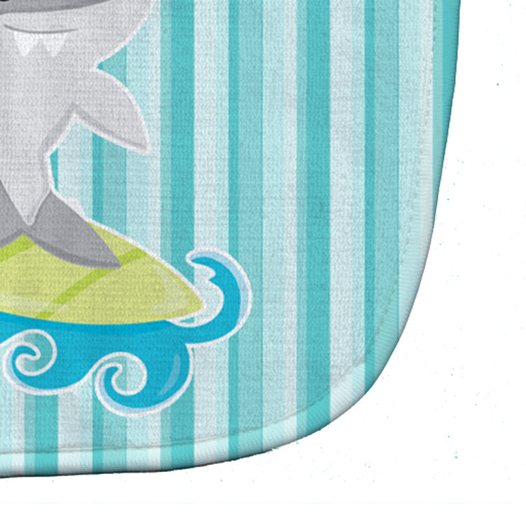 Surfin Shark on Stripes Baby Bib Easy-Clean Baby Bib Baby Feeding Accessory Baby Mealtime Essential, 10 x 13, Multicolor